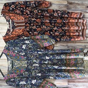 Temofon Floral Boho Mini Dress - Blue and Pink Lot Size M